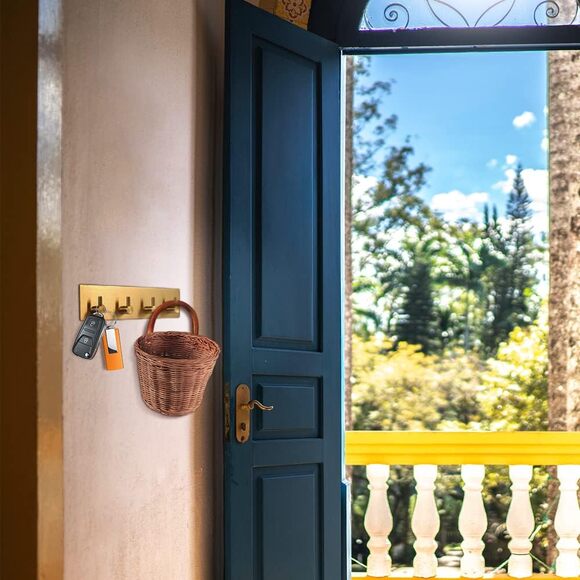 Adhesive Stainless Steel Key Hooks Towel Hook Coat Hanger Four Rows Gold 1PCS - Picture 5 of 6